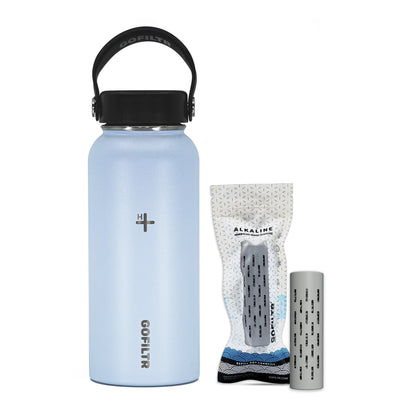 Alkaline Water Bottle 32 Oz - Insulated Water Bottle That Creates 9.5 Ph Alkaline Water